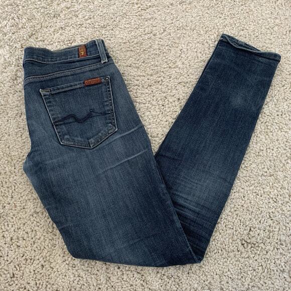 7 for All Mankind Jeans Womens Size 25 ROXANNE Skinny Cotton Stretch Blue Denim - Picture 1 of 6